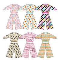 Preorder Pakaian Bayi Perempuan Kustom, Atasan Lengan Panjang Model Koboi Barat dengan Kerah Bulat untuk Musim Gugur, Celana Bell Bottom, Setelan Butik
