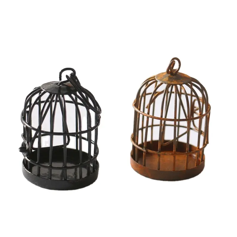 Doll house miniature iron work for rust effect bird cage home furniture hanging decoration items accessories