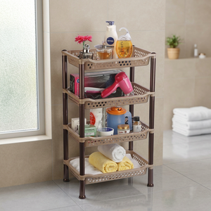 Small Foldable Standing Type 4-Tier <b>Plastic</b> Multilayer High Precision Tolerance Kitchen Use Storage Rack - Product Image 3