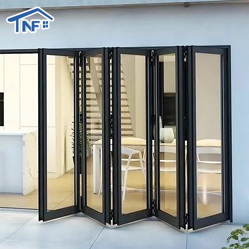 Aluminium Exterior House Sliding Sound Insulation 12X8 Luxury Folding Doors With Mosquito Net