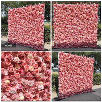 DKB Künstliche Blumen- und Pflanzenwand für Party- und Eventdekoration, Weihnachten, Rosa Rosen und Pflanzen, Handgefertigte Seidenblumenwand