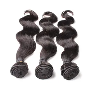 Grade 10a wholesale human remy 100 cuticle aligned raw virgin hair body wave bundles loose wave extension natural black color
