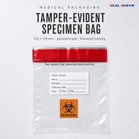 Sac à échantillons inviolable en LDPE avec tampon absorbant biodégradable, marquage des risques biologiques, emballage médical