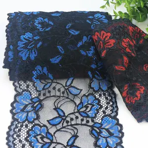 Width 15 cm Two tones Colorful Nylon Spandex stretchy flower Lace trim fabric For Underwear Dress Hem clothing accessories
