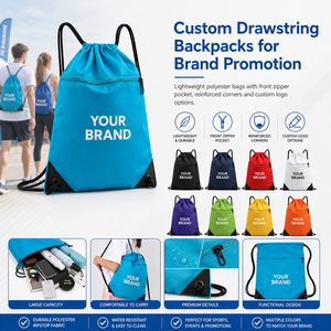 Zaino con Coulisse in Poliestere 600D Personalizzabile con Logo, Impermeabile, per Sport, Brand, Negozi, Squadre, Viaggi, Escursionismo, Fitness, Palestra - Product Image 3
