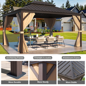 Gazebo à toit rigide toutes saisons, double niveau, toit ventilé, <span class=keywords><strong>prix</strong></span> de gros d'usine avec rideaux - Product Image 5
