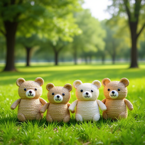 Borsa di paglia a forma di orso 12x14 cm con ricamo a forma di orso per bambini e ragazze - Product Image 2