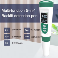 Testeur numérique EC et pH-mètre WANBANG avec fonction vocale 5 en 1, testeur de salinité, pH, température, EC et TDS pour piscine