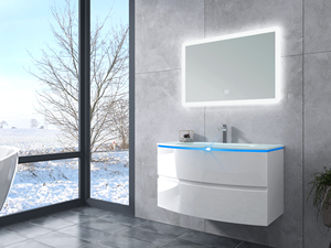 Armoire de salle de bain en forme d'arc avec lumière bleue - Product Image 4