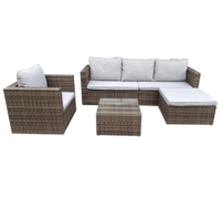 Ensemble de canapés modulaires contemporains en rotin PE pour patio, résistant à l'eau, mobilier de jardin d'extérieur, table en verre confortable
