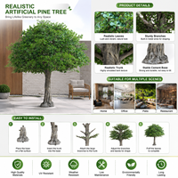 Grand arbre banian artificiel personnalisable, tronc en fibre de verre durable pour projets d'aménagement intérieur et commandes en gros pour espaces commerciaux