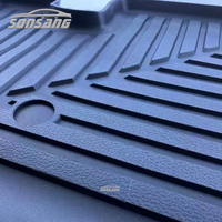 Tapis de coffre tout temps Modèle 3 Y 3d 5d TPE imperméable et antidérapant Tapis de sol pour voiture 4 pièces