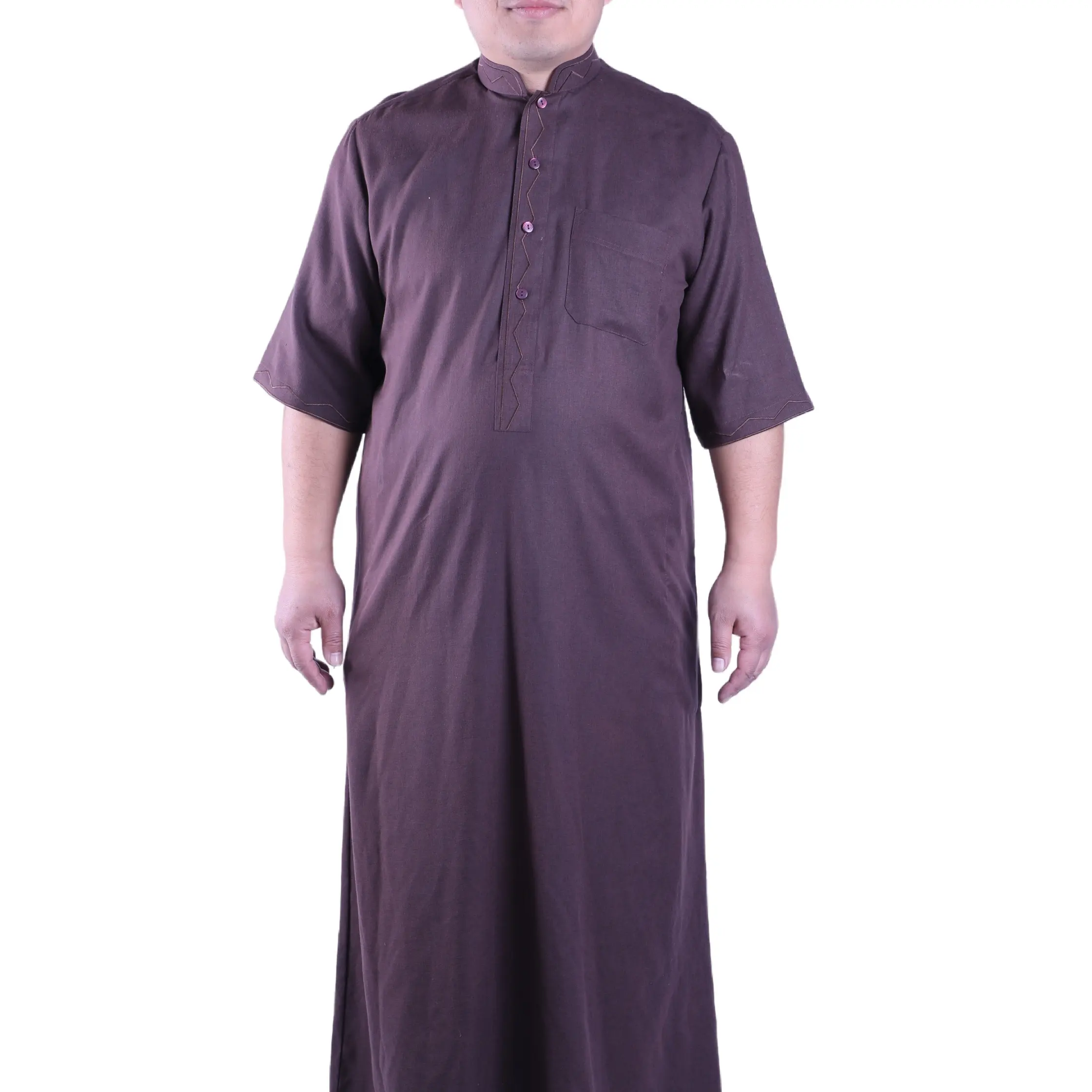 इस्लैमिक कपड़ों का आर्ब पुरुषों का बटन ऊपर लंबी आस्तीन ठोस कोला की जेब मुस्लिम कपड़े