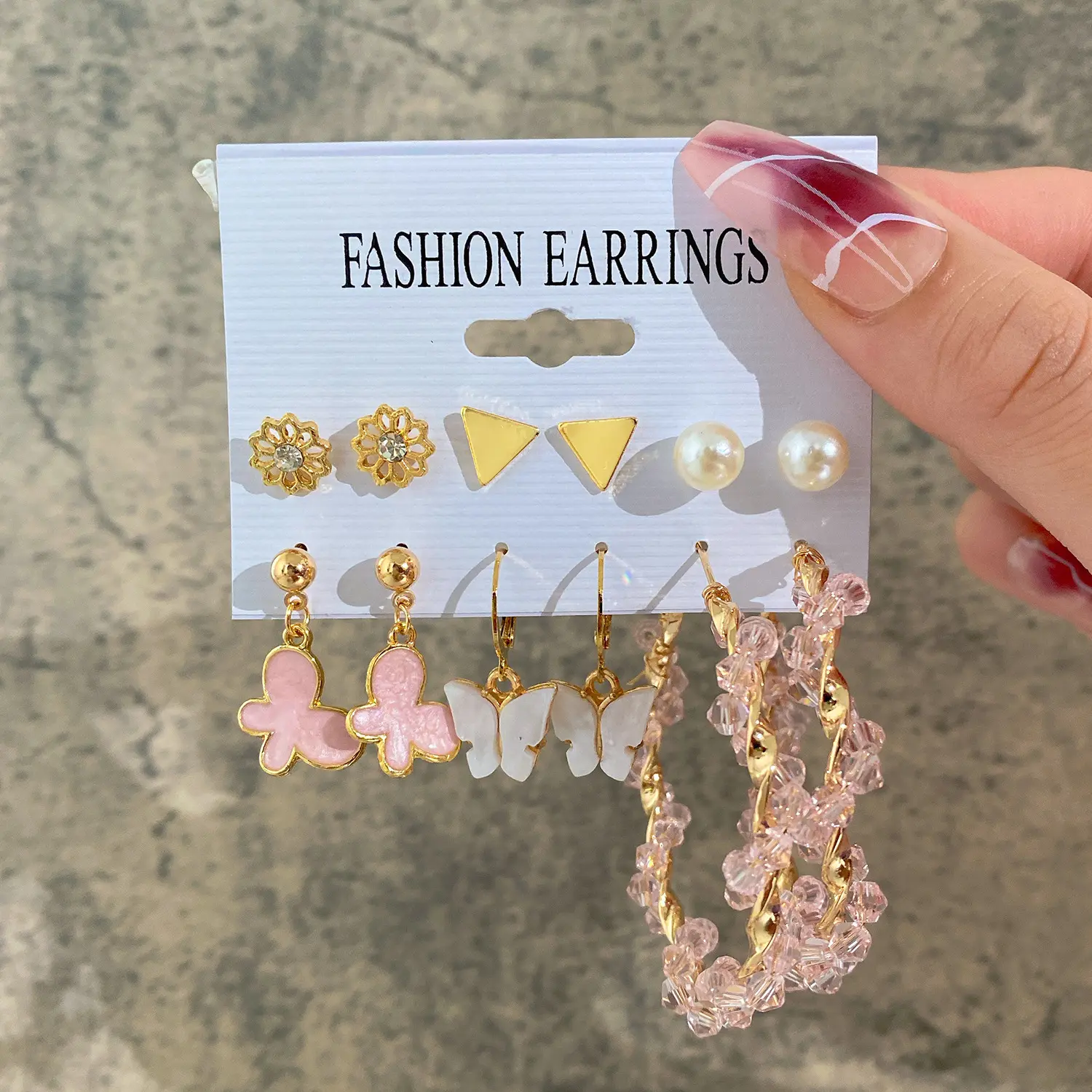 Multi Styles Factory Wholesale Butterfly Earrings Set Girls Fashion Accessories Pearl Earrings Hoop Earring