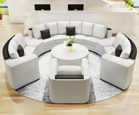 Canapé Chesterfield incurvé en cuir véritable, design minimaliste, ensemble pour appartement, hôtel, salon