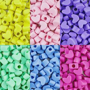 12mm Matte Heart Acrylic Beads Vertical Large Hole Loose Spacer DIY Keychains Bracelet Supplies Wholesale Bulk - Product Image 2