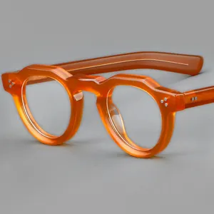 高档醋酸纤维圆形复古眼镜批发醋酸纤维眼镜架