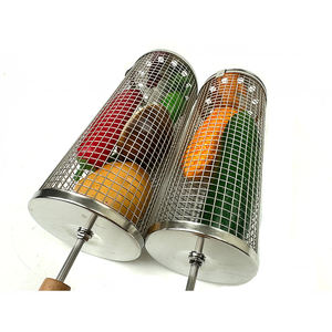 Cestas de Grelha Giratórias de Alta Qualidade DaS, Fábrica com 36 Anos, Acessórios para Churrasco, Ferramentas para Exterior, Cesta de Grelha Cilíndrica com Cabo de Madeira - Product Image 6