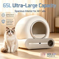 ChongxinIOT Bac à litière pour chat autonettoyant 65L, contrôle par application, contrôle des odeurs, capteur de sécurité, toilette automatique pour animaux de compagnie, meilleurs articles pour animaux