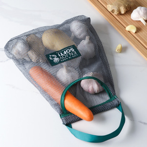Sac en filet respirant pour rangement de cuisine, pour ail et gingembre, à fixer au mur avec poignée, taille standard, vert - Product Image 3