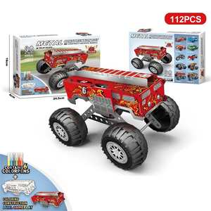 บล็อกตัวต่อ3D ปริศนาแบบทำมือบล็อกตัวต่อรถยนต์ของเล่นล้อรถขนาดใหญ่แบบทำมือพร้อมชุดระบายสีกราฟฟิตี - Product Image 2