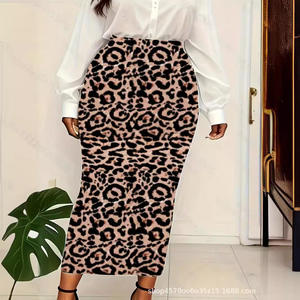 2024 para <span class=keywords><strong>Amazon</strong></span> Foreign Trade nueva falda lápiz de cintura alta Europea americana para mujer Falda larga Sexy con estampado de leopardo Plus - Product Image 4