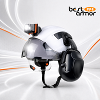 Casque de sécurité avec visière transparente et protège-oreilles, lampe frontale LED, ensemble combiné pour la foresterie et la construction