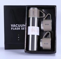 Coffret cadeau de Noël à bas prix : 3 thermos isothermes en acier inoxydable pour café, thé et eau, pour les voyages en plein air, avec 2 tasses