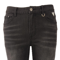 Jean slim homme taille mi-haute extensible, coupe ajustée, délavé vintage foncé, effet usé, avec broderies et détails appliqués, hiver, rivets ODM