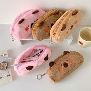 Fournitures scolaires, boîte à crayons en peluche avec fermeture éclair, trousse à crayons mignonne en forme de capybara, logo de marque personnalisé pour les adolescentes, les garçons, les étudiants, les collégiens - Product Image 3
