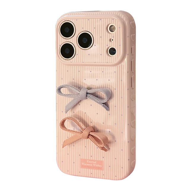 Wholesale New Girl Polka Dot Bow Phone Case for iPhone 17 16 Pro Max Internet Celebrity TPU 3D Phone Case for iPhone 17 Pro Max
