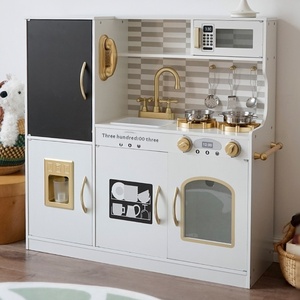 Juguetes de Cocina de Madera <span class=keywords><strong>Blanca</strong></span> con Detalles Dorados para Niños y Niñas, Regalo de Cumpleaños - Product Image 6