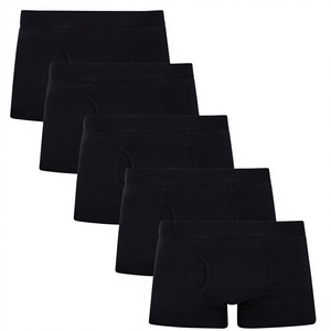 Calzoncillos bóxer de algodón y elastano personalizados para hombre, con abertura frontal, de talle medio, de punto, color liso, para uso diario. - Product Image 3