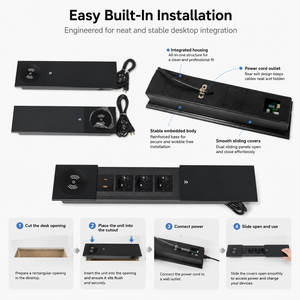Enchufe Deslizante con Diseño Oculto Personalizado, Enchufe Eléctrico Deslizante para Escritorio, Enchufe de Alimentación para Muebles de Oficina - Product Image 4