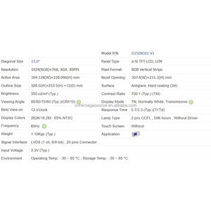 <span class=keywords><strong>G150xg01</strong></span> <span class=keywords><strong>V1</strong></span> <span class=keywords><strong>AUO</strong></span> <span class=keywords><strong>LCD</strong></span> tinh thể lỏng Module <span class=keywords><strong>15</strong></span> inch <span class=keywords><strong>LCD</strong></span> Bảng điều chỉnh 1024*768 LVDS <span class=keywords><strong>LCD</strong></span> hiển thị - Product Image 3