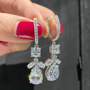 CAOSHI Boucles d'oreilles pendantes en zircon cubique pour femmes à la mode Boucles d'oreilles pendantes en CZ plaqué argent - Product Image 4