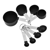 Ensemble de tasses et cuillères à mesurer en acier inoxydable de style antique personnalisé, 8 pièces, avec poignées en métal et couleurs plastiques