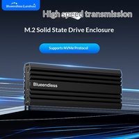Casing Hard Drive Portabel M.2 NVMe dari Aluminium Alloy, Pembaca SSD Eksternal 20 Gbps untuk Laptop 4TB PC
