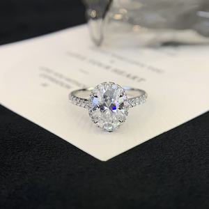 Trendy 18K Wit Goud 2ct D Vvs Ovaal Gesneden Moissanite Diamant Vrouwen Sieraden Eeuwigheid Belofte Ring Voor Verlovingsbruiloft - Product Image 1