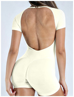 Combinaison de yoga transfrontalière de style européen et américain, à bretelles spaghetti et manches courtes, en Spandex/Nylon, sans couture et très extensible