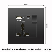Enchufe de Pared Británico de Cinco Orificios con Carga Rápida Tipo-C, 2 Puertos USB, Panel Táctil, Máx. 10A, Fabricación en el Reino Unido