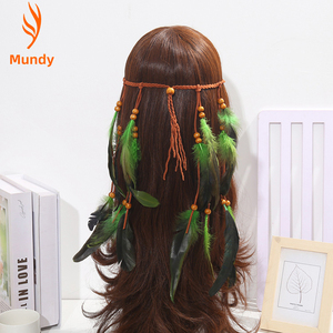 Diadema de plumas bohemia para fiesta, Cherokee, Navajo Diné, Sioux, Lakota, <span class=keywords><strong>Dakota</strong></span>, Apache, Iroquois, Haudenosaunee, Choctaw - Product Image 2
