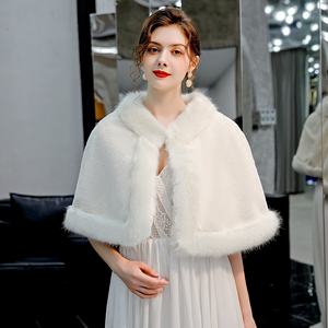 Châle mariée robe de mariée épaissie chaude cape demoiselle d'honneur blanc châle robe de mariée châle accessoires - Product Image 4