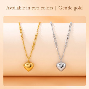 Collana con Ciondolo a Cuore in Acciaio Inossidabile, Catena Figaro Bicolore Oro e Argento, Design Minimalista, Gioielli Delicati <span class=keywords><strong>per</strong></span> Donne - Product Image 1
