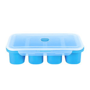 Silicone Freezer Trays Extra Large Soup Ice <strong>Cube</strong> Tray Food Freezing Molds <strong>4</strong> Giant <strong>Storage</strong> for Food Meal Sauce with Lid - Product Image 3
