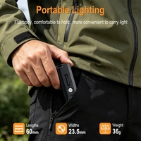 Senter LED Mini Saku dengan RGB & Lampu Kerja Magnetik, Senter EDC Kecil Pipih untuk Berkemah, Rumah, dan Keadaan Darurat