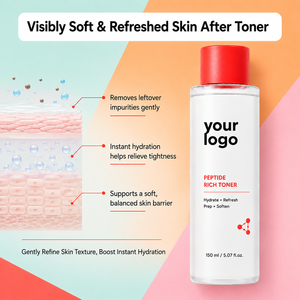 Tónico Facial de Uso Diario con Péptidos de Colágeno, Hidratante, Nutritivo, Repara la Barrera Cutánea Dañada, Mejora la Piel Opaca, Suave y Refrescante, Marca Privada - Product Image 4