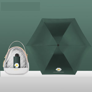 Mini paraguas de bolsillo con estilo ligero de marca personalizada de fábrica <span class=keywords><strong>6K</strong></span> 5 pliegues Manual Daisy Logo regalo de negocios para viajes de Damas - Product Image 5