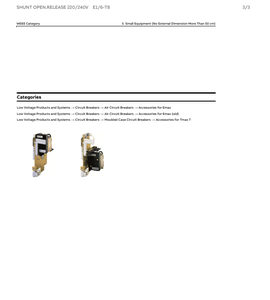 Bobinas de Apertura y Cierre SHUNT OPEN.RELEASE 220/240V E1/6-T8 1SDA038292R1 1SDA038294R1 8015644382926 1SDA038300R1 - Product Image 4