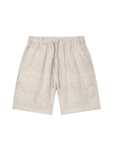 Vente d'usine : Shorts en lin délavé style streetwear pour hommes, brodés, écologiques, respirants, vintage, 100 % lin - Product Image 1